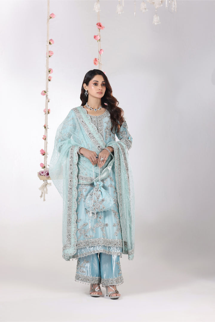 Ice Ferozi Double Layer Hand Embellished 3pc -  FW-33