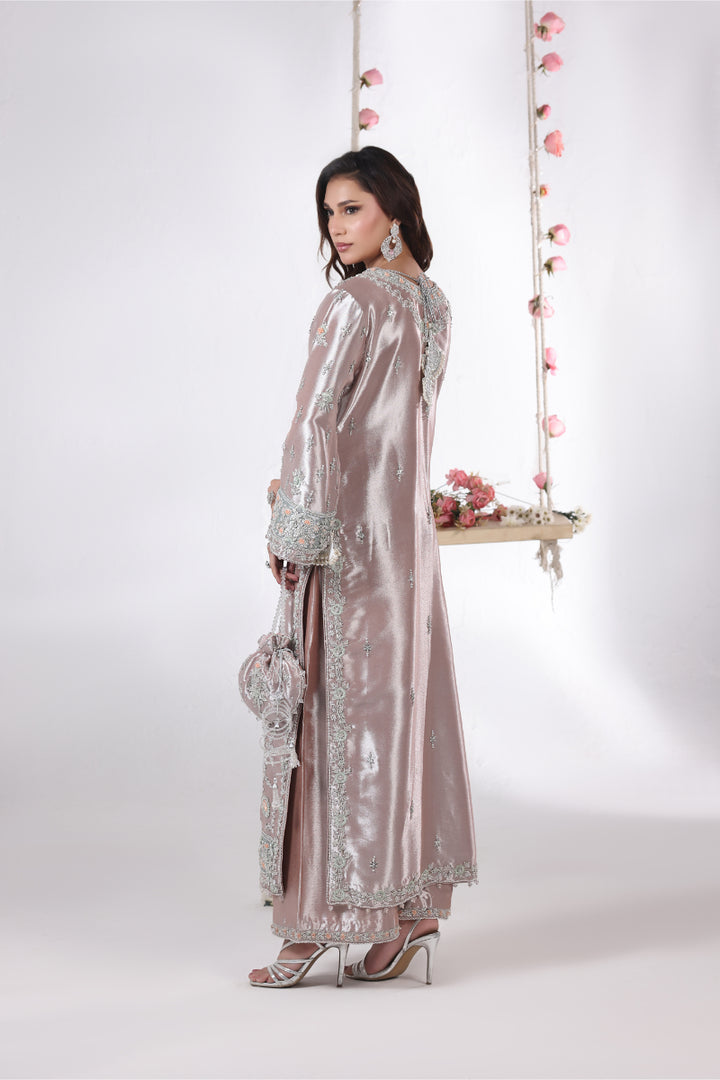 Peach Lama Silk Hand Embellished 3pc -  FW-32