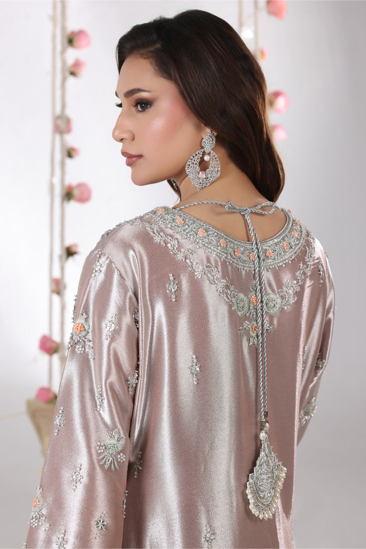 Peach Lama Silk Hand Embellished 3pc -  FW-32