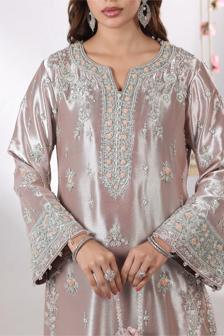 Peach Lama Silk Hand Embellished 3pc -  FW-32