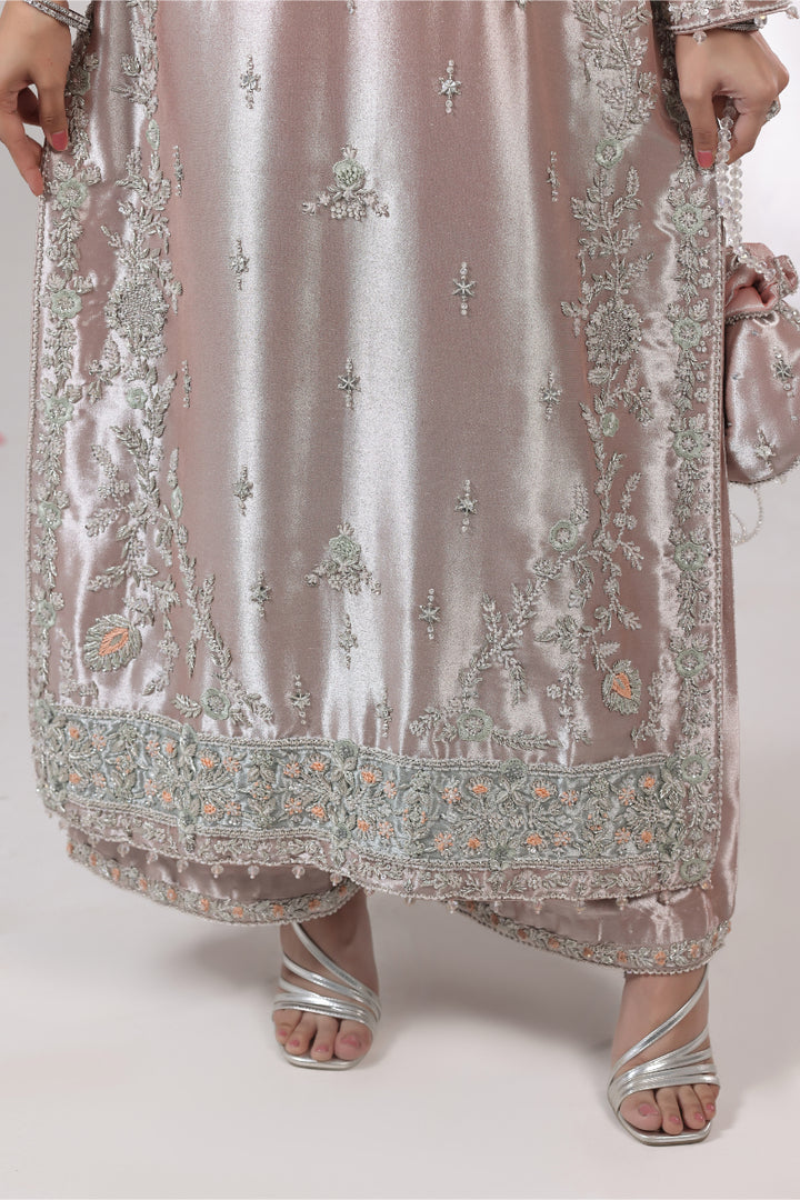 Peach Lama Silk Hand Embellished 3pc -  FW-32