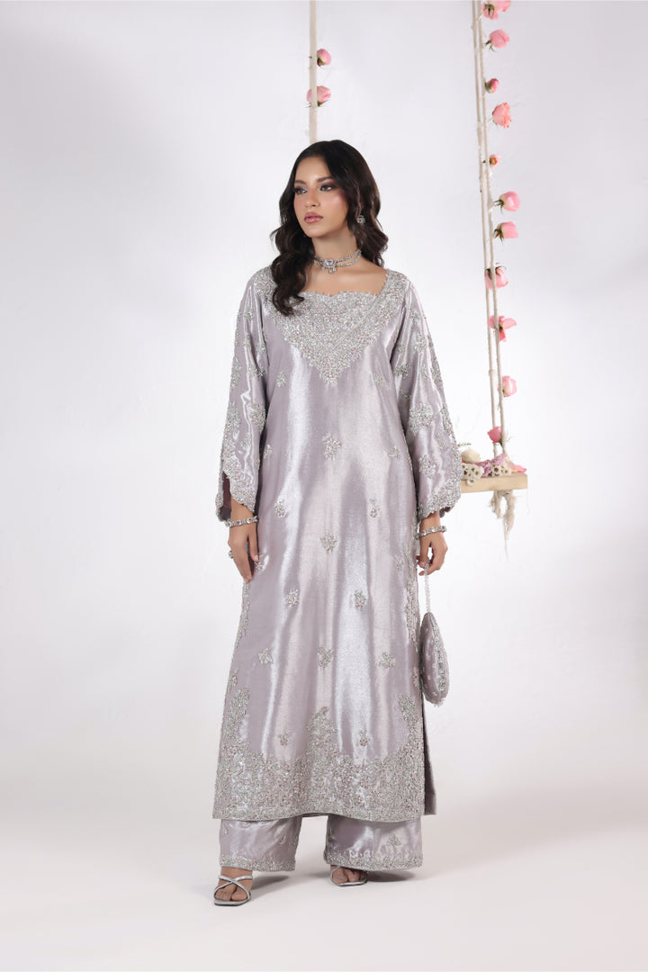 Lavender Lama Silk Hand Embellished 3pc - FW-31