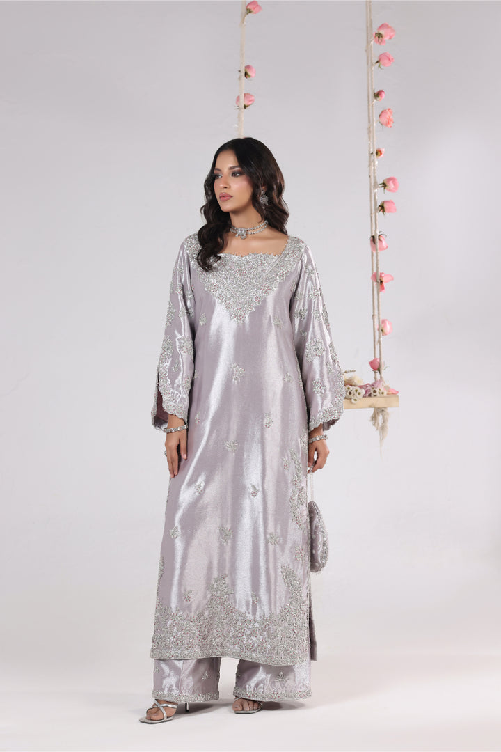 Lavender Lama Silk Hand Embellished 3pc - FW-31