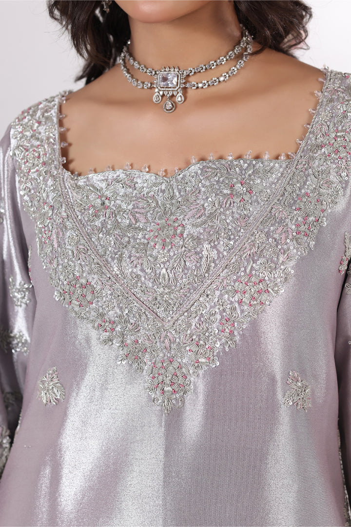 Lavender Lama Silk Hand Embellished 3pc - FW-31