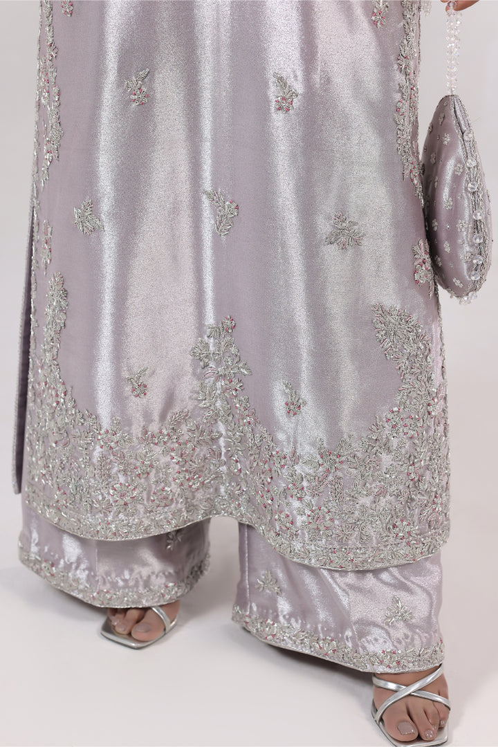 Lavender Lama Silk Hand Embellished 3pc - FW-31
