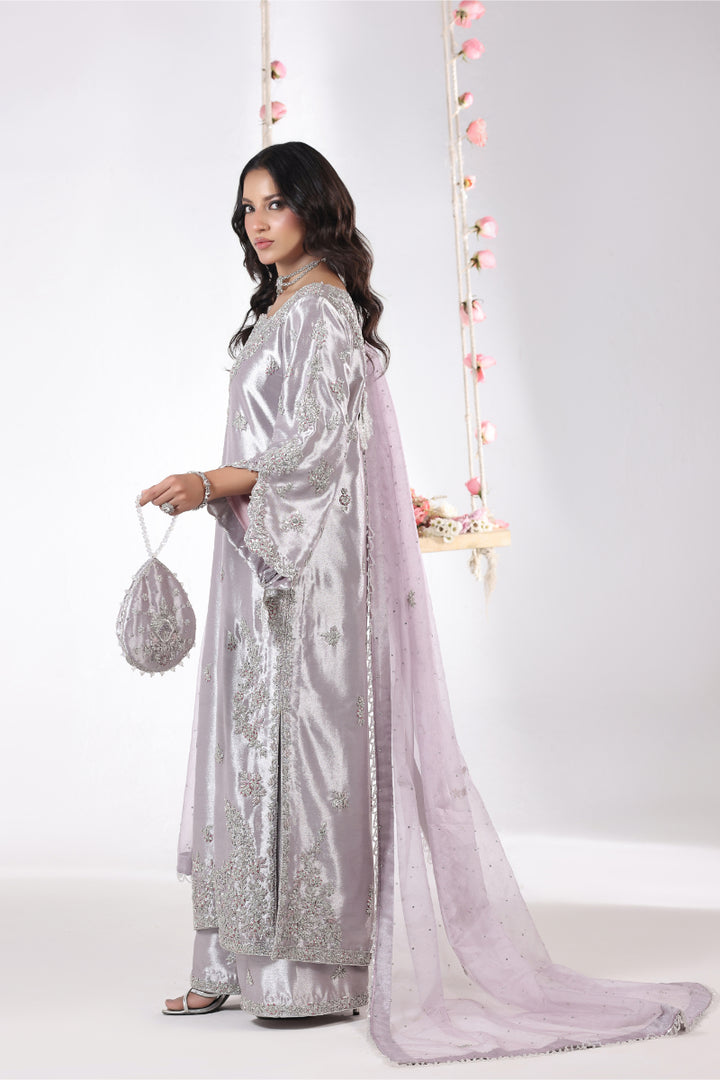 Lavender Lama Silk Hand Embellished 3pc - FW-31