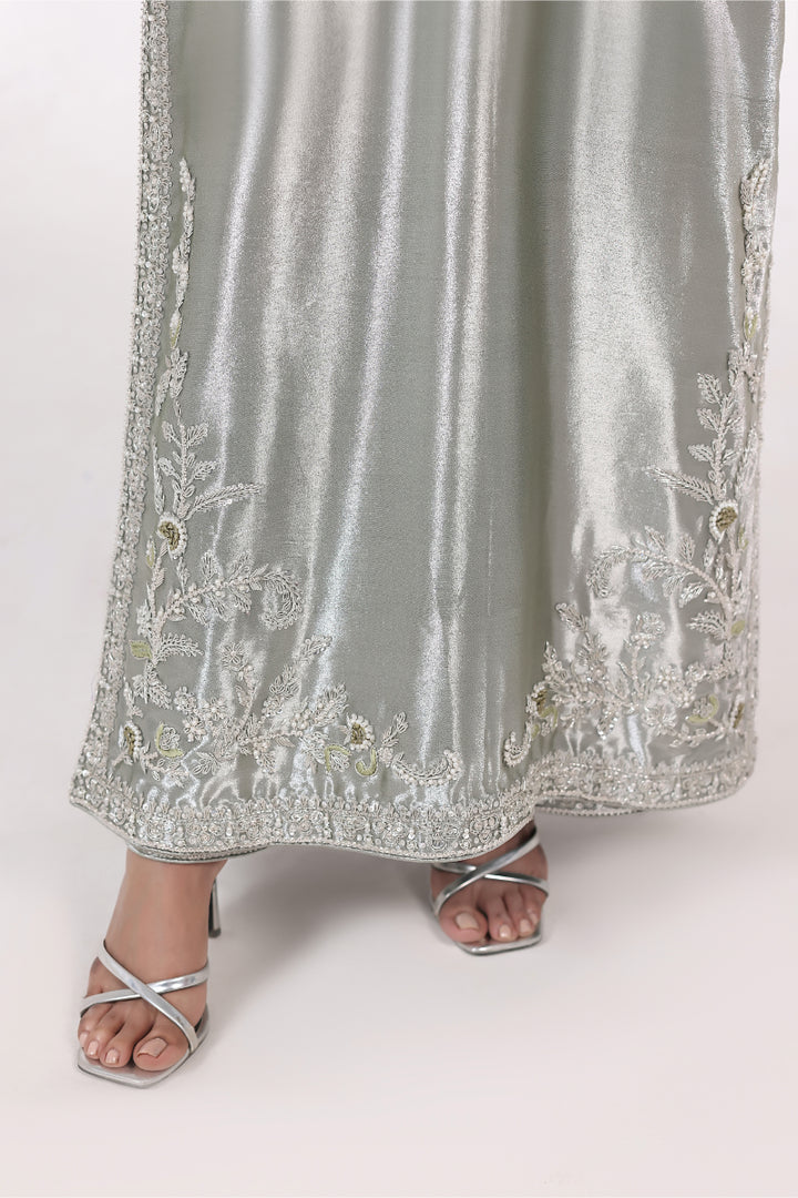 Olive Green Lama silk long shirt 3pc - FW-35