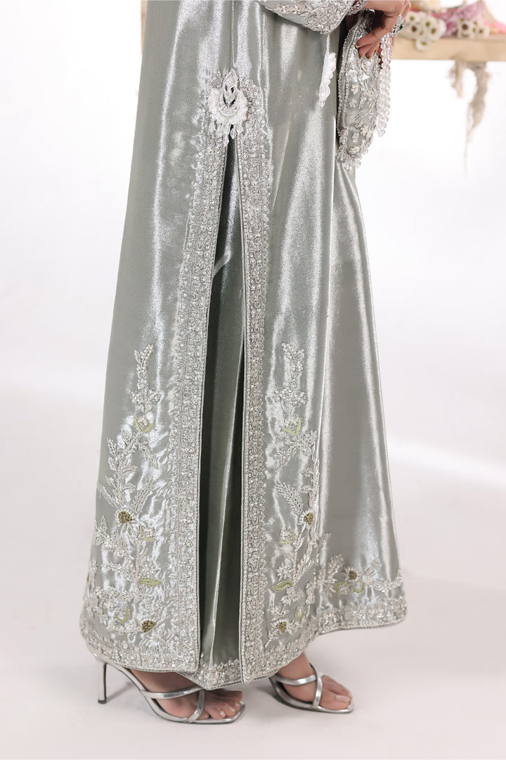 Olive Green Lama silk long shirt 3pc - FW-35