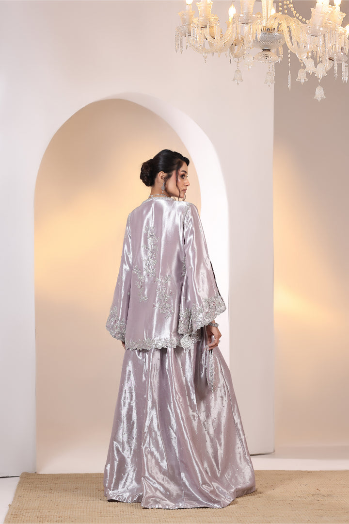 Lilac Cape Kurta Hand Embellished 3pc -  FW-30