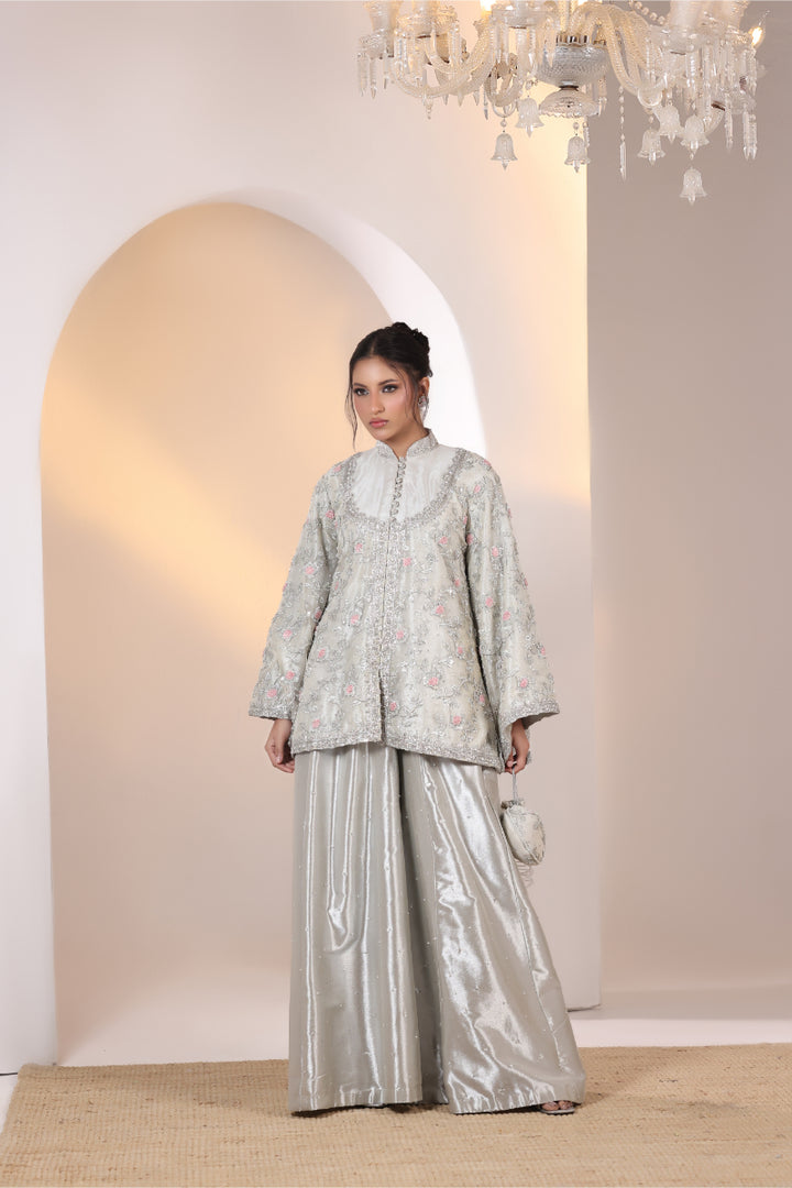 Coat Style with Palazzo Hand Embellished 3pc -  FW-29