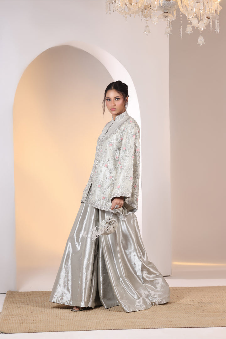Coat Style with Palazzo Hand Embellished 3pc -  FW-29