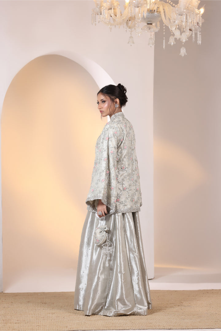 Coat Style with Palazzo Hand Embellished 3pc -  FW-29