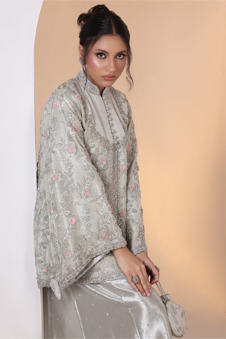 Coat Style with Palazzo Hand Embellished 3pc -  FW-29
